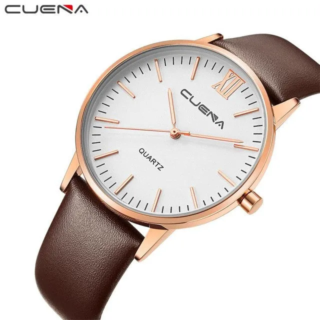 CUENA Mens Business Watch with Leather Band