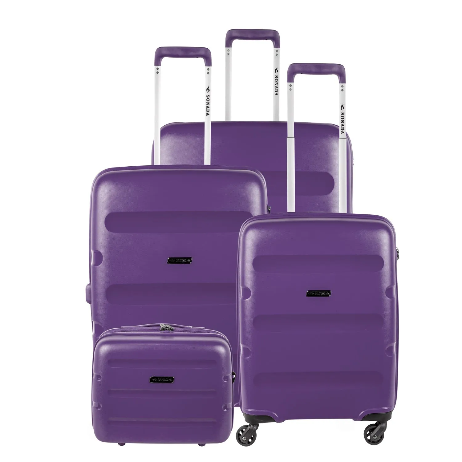 Dublin Hardcase Trolley Set Of 4 with Beauty Case-GreyBlue