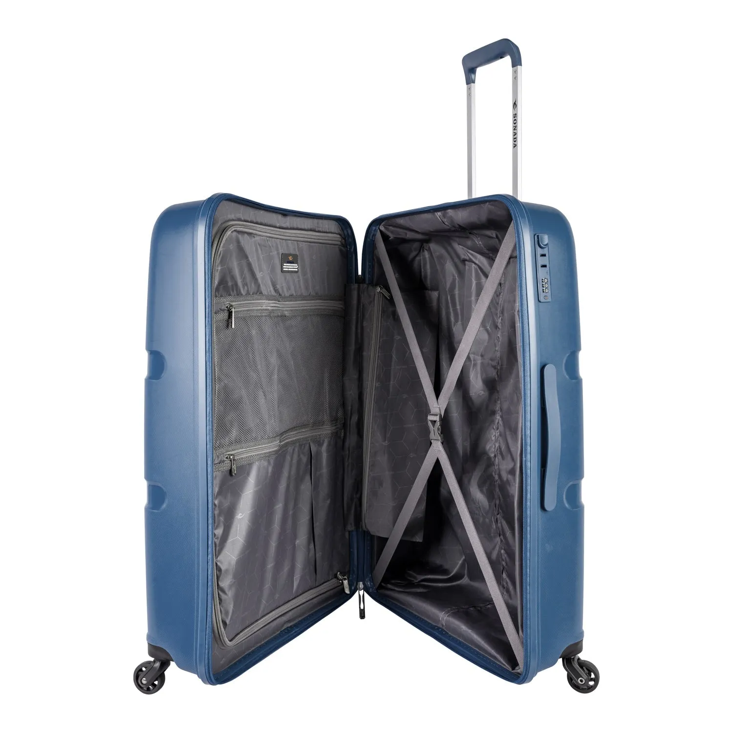 Dublin Hardcase Trolley Set Of 4 with Beauty Case-GreyBlue