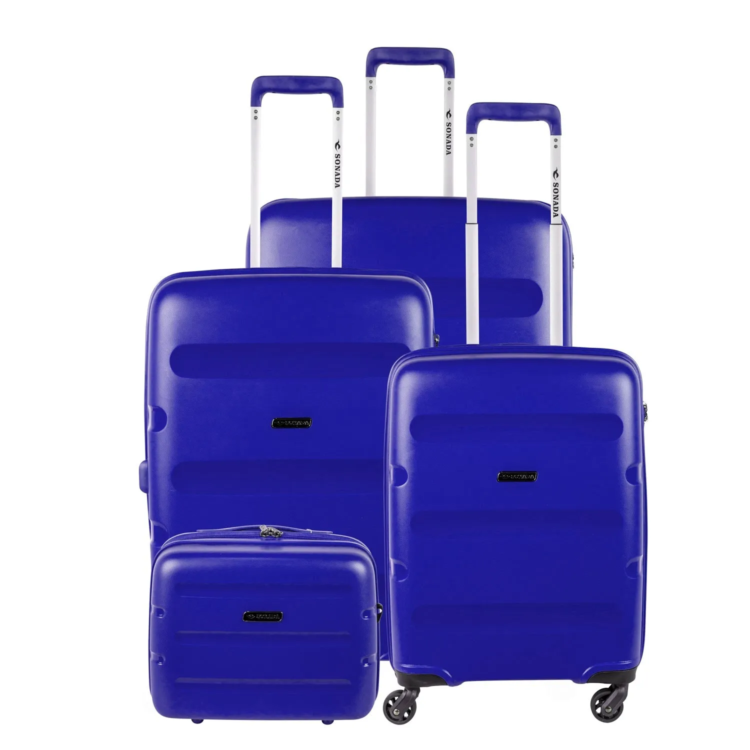 Dublin Hardcase Trolley Set Of 4 with Beauty Case-GreyBlue
