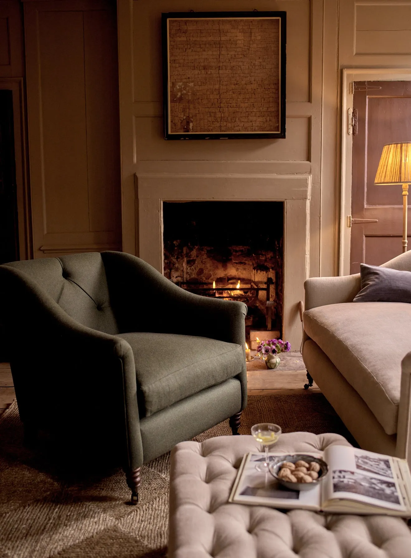 Elbert Armchair, Charcoal Cotton