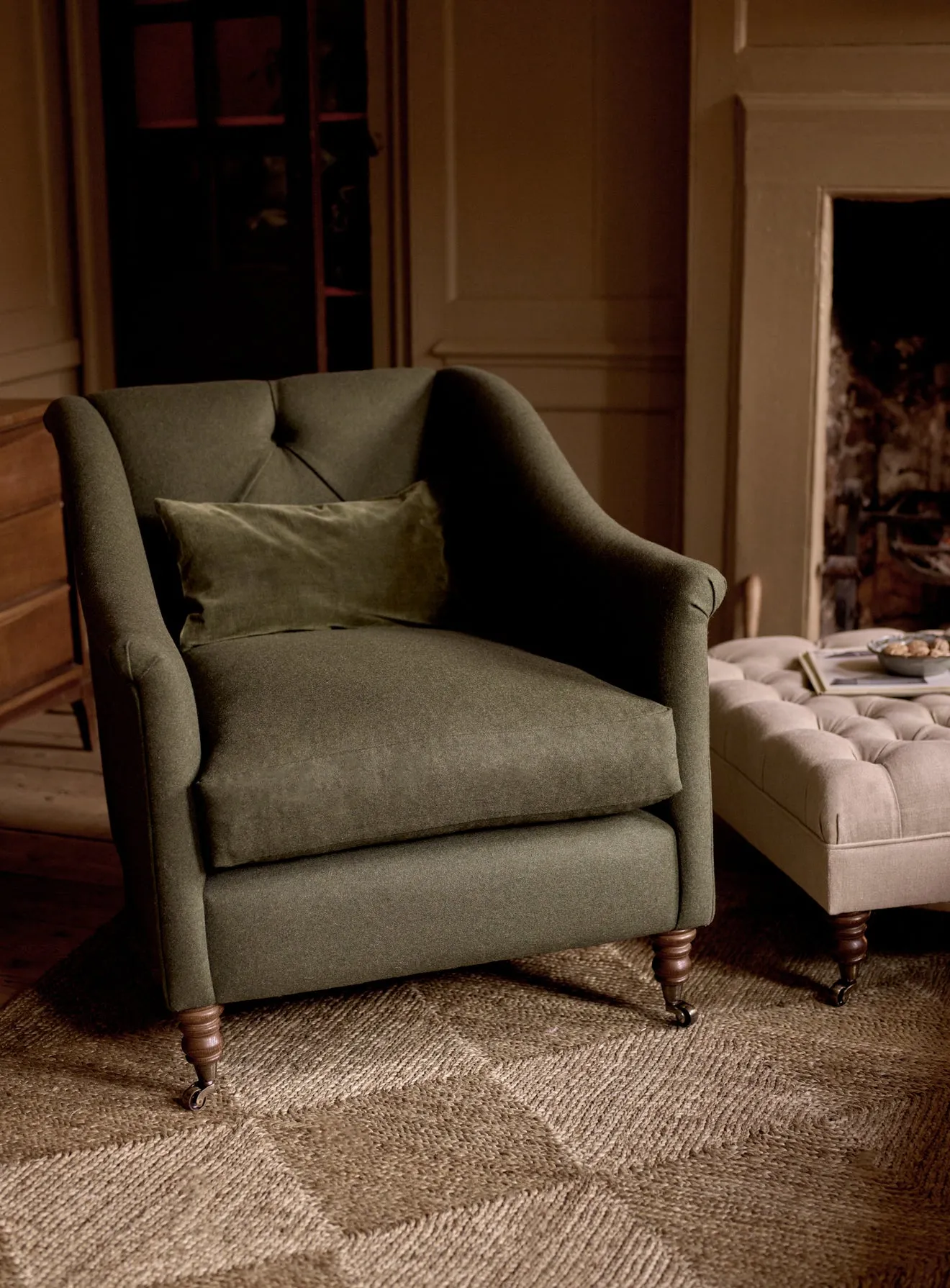 Elbert Armchair, Charcoal Cotton