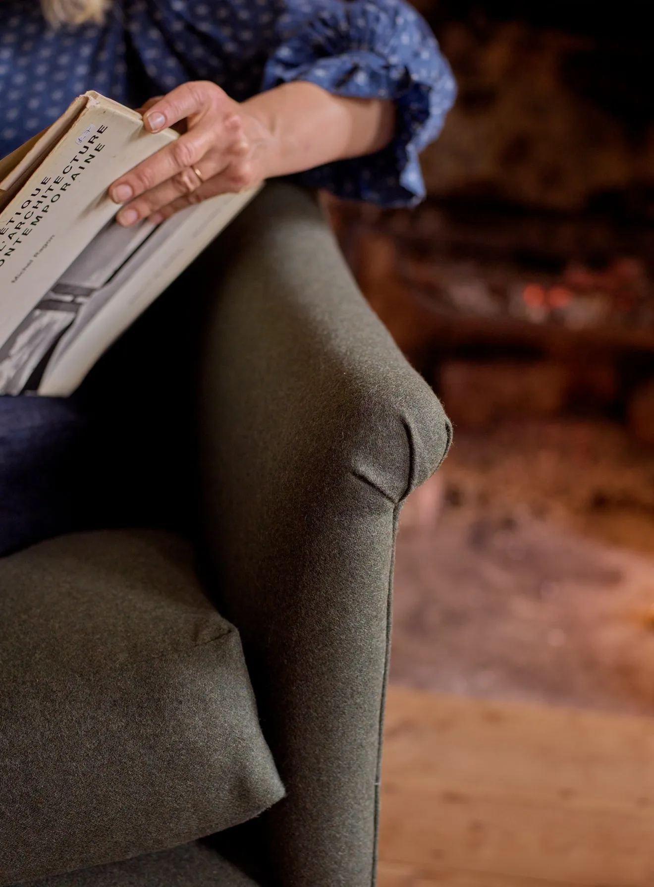 Elbert Armchair, Charcoal Cotton