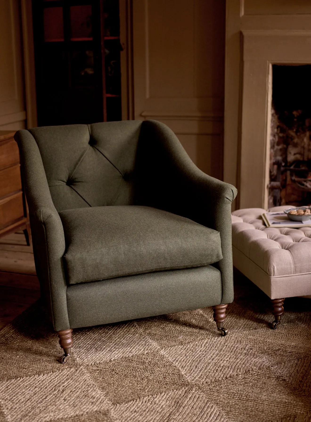 Elbert Armchair, Charcoal Cotton