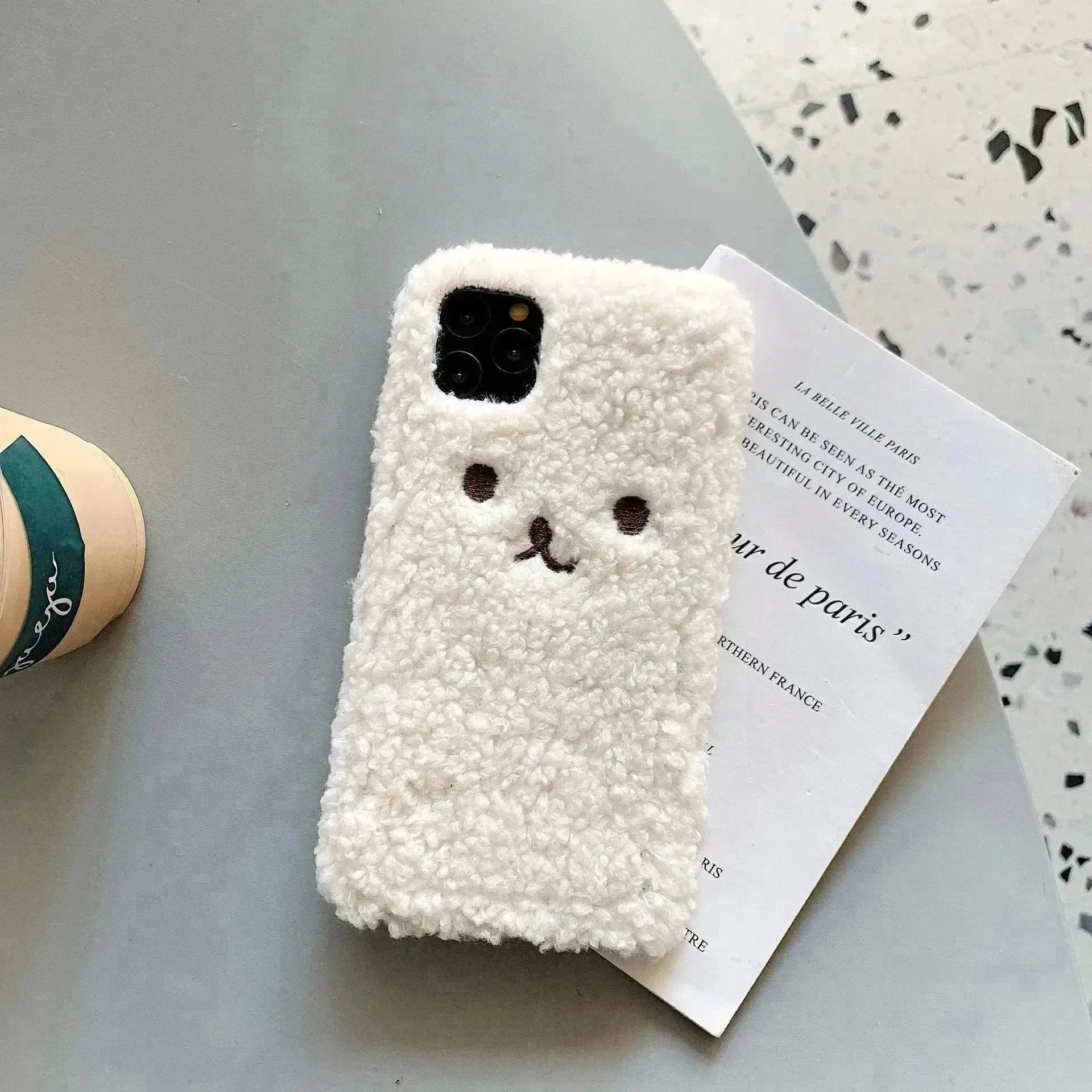 Embroidery Plush Cartoon Bear Phone Case