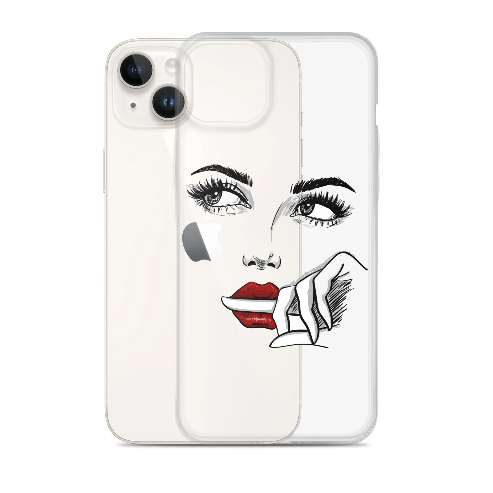 Face Line Art Drawing iPhone 14 13 12 Pro Max Clear Case, Artistic Modern Print Cute Aesthetic iPhone 11 Mini SE XS XR X 7 Plus 8 Cell Phone