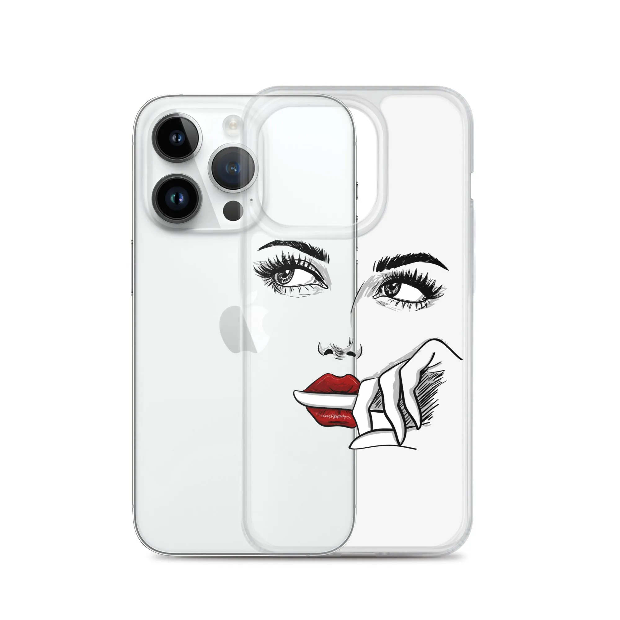 Face Line Art Drawing iPhone 14 13 12 Pro Max Clear Case, Artistic Modern Print Cute Aesthetic iPhone 11 Mini SE XS XR X 7 Plus 8 Cell Phone