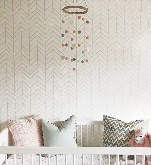 Felt Ball & Star Nursery Mobile- Neutral Almond, Gray- SMALL