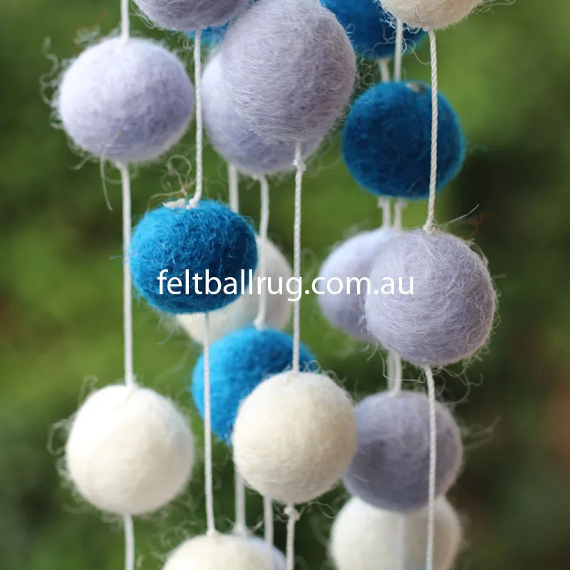Felt Ball Garland Blue White Lavender