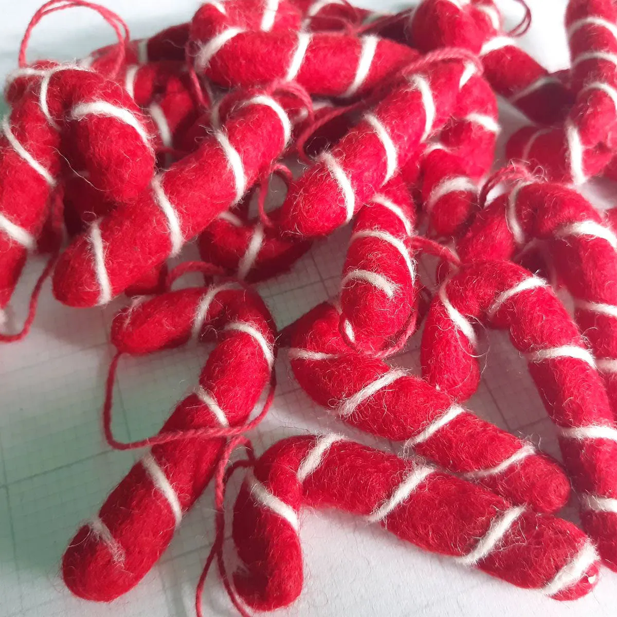 Felt Candy Canes Red