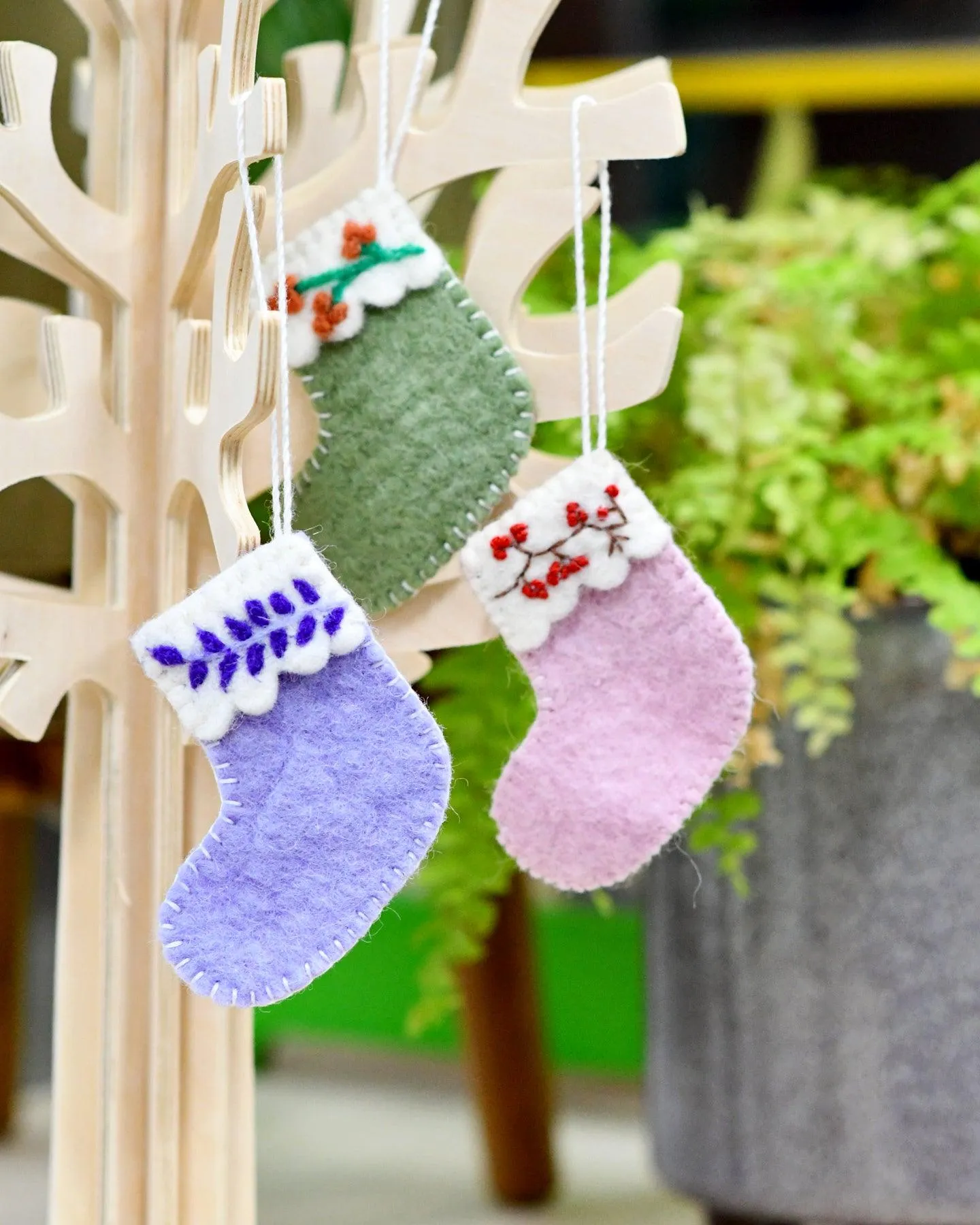 Felt Christmas Stocking Ornaments A (Set of 3)