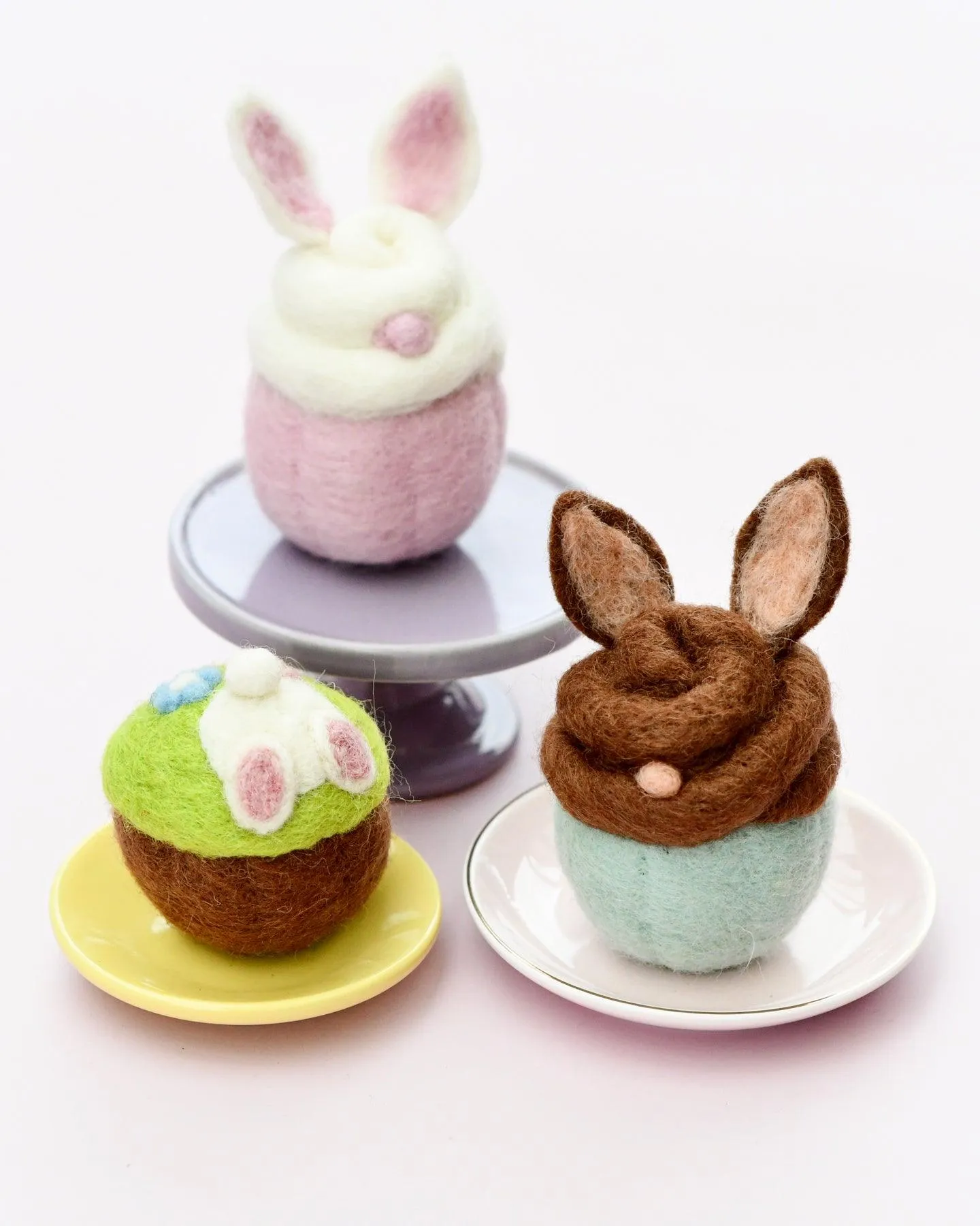 Felt Cupcake - Easter Burrowing Bunny with Flowers