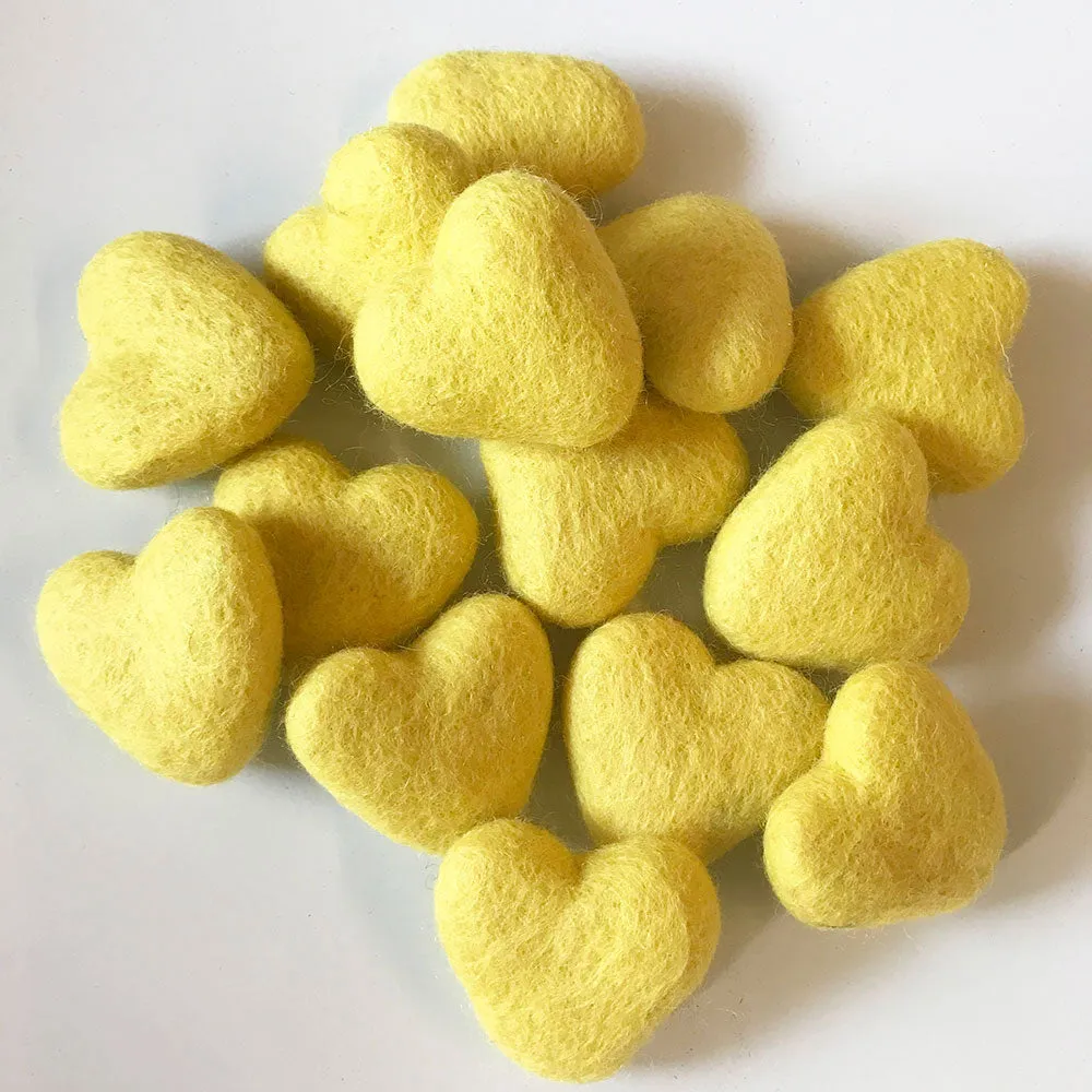 Felt Hearts Yellow