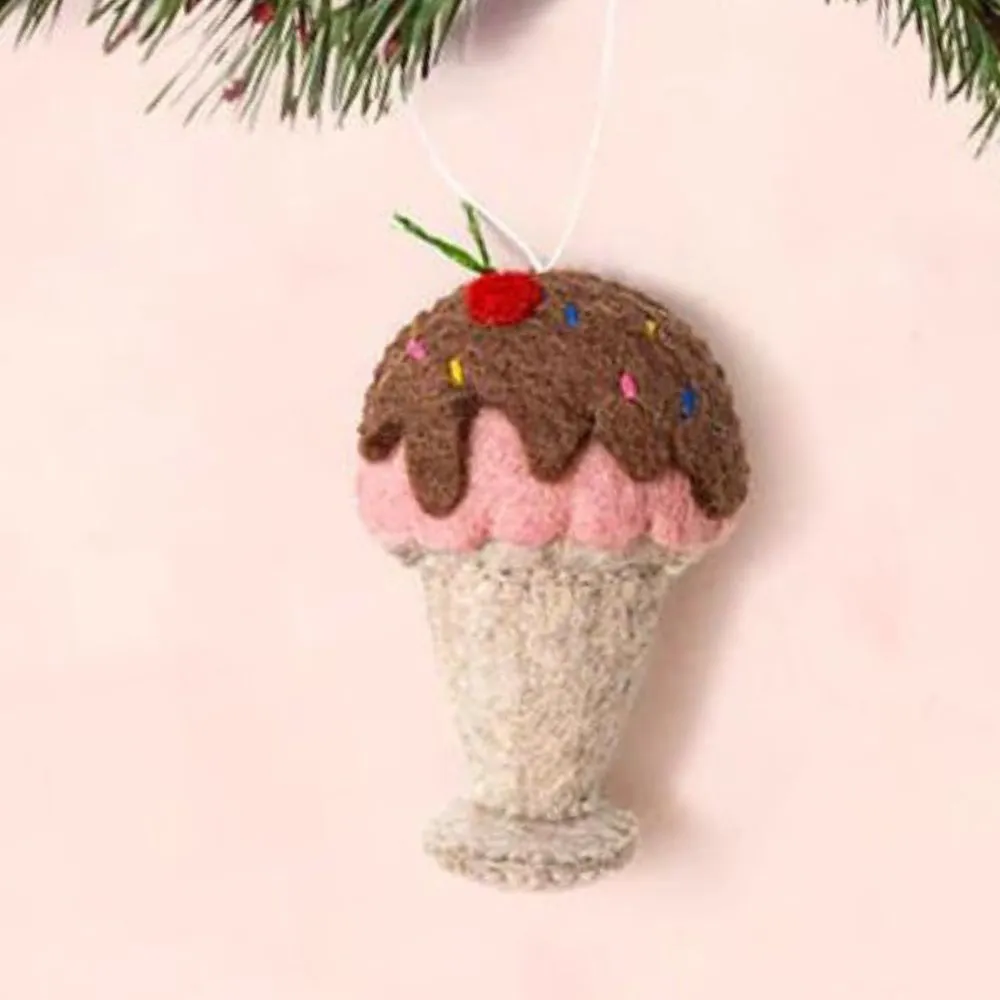 Felt Ice Cream Sundae Ornament