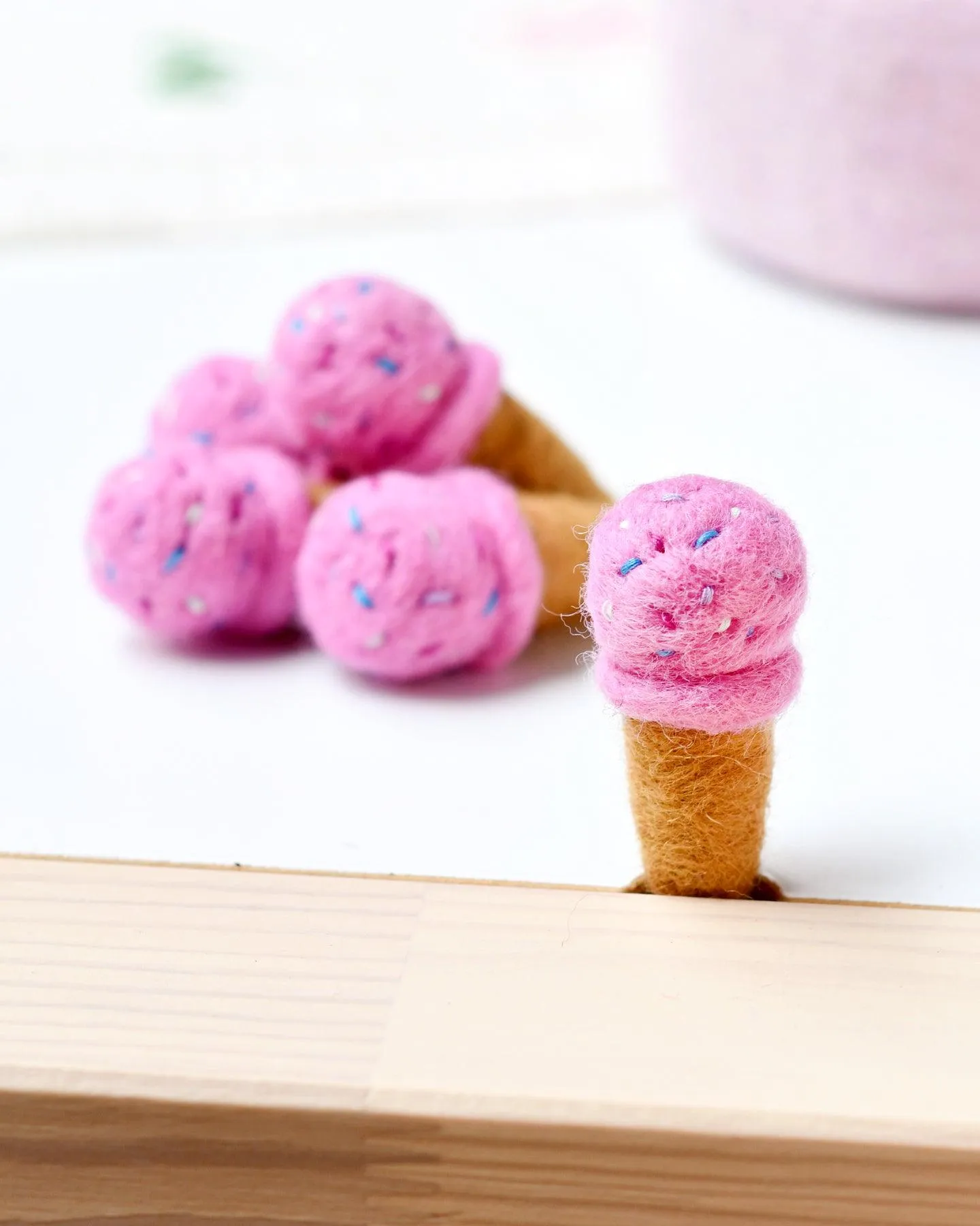 Felt Ice Creams - Raspberry with Sprinkles