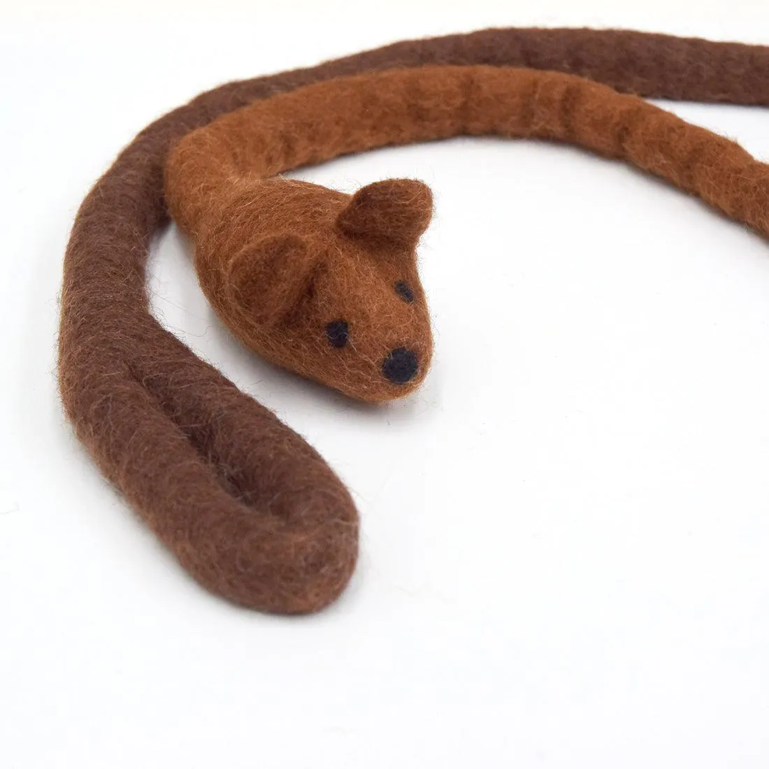 Felt Mouse Teaser Cat Toy - Brown