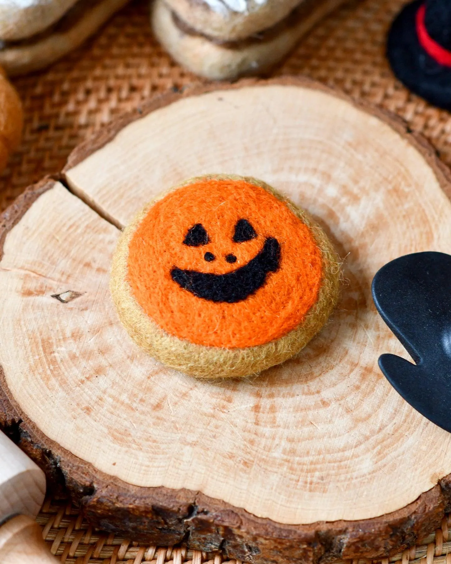 Felt Orange Jack O' Lantern Cookie