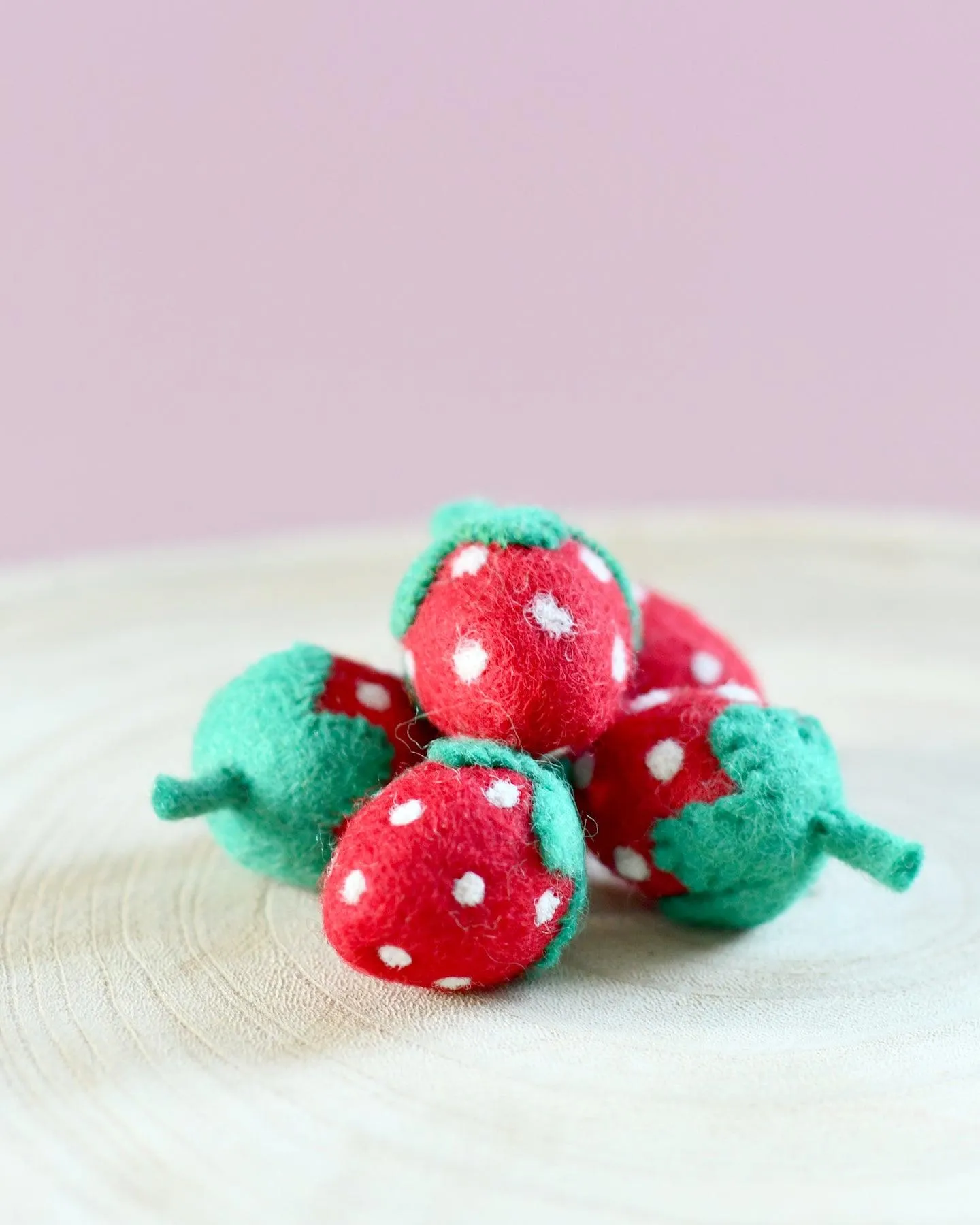 Felt Strawberries - 5 Red Strawberries