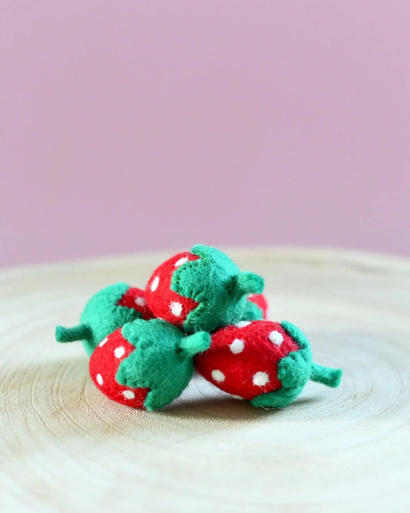Felt Strawberries - 5 Red Strawberries