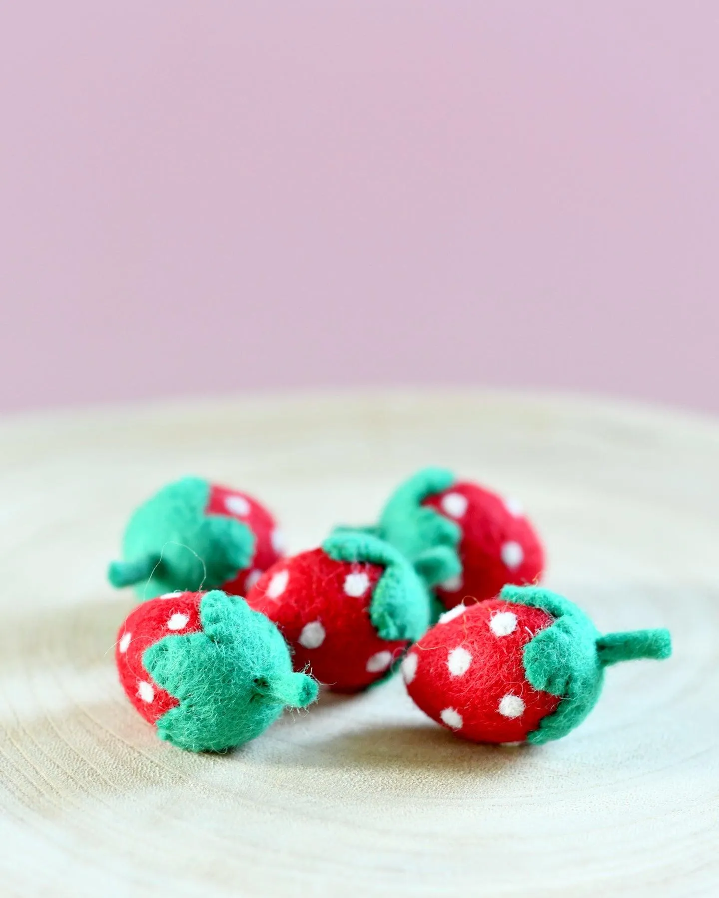 Felt Strawberries - 5 Red Strawberries