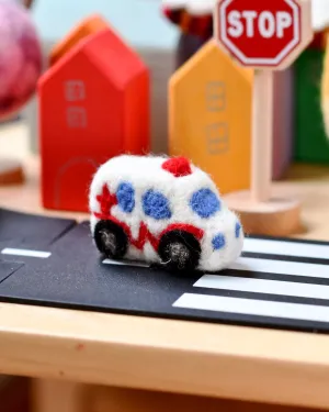 Felt White Ambulance Toy