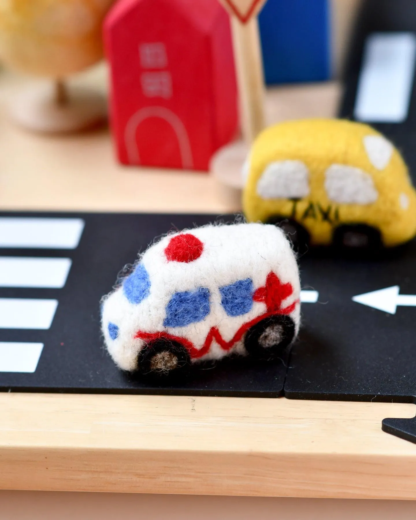 Felt White Ambulance Toy