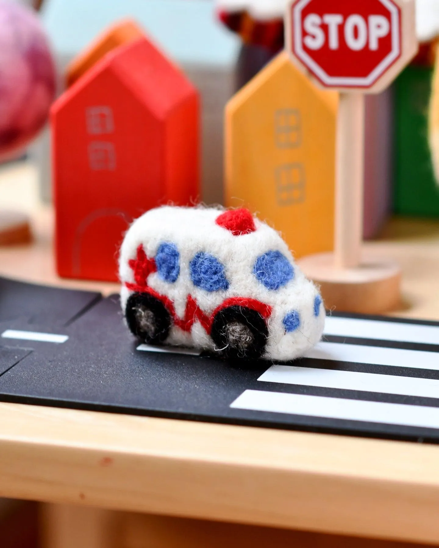 Felt White Ambulance Toy