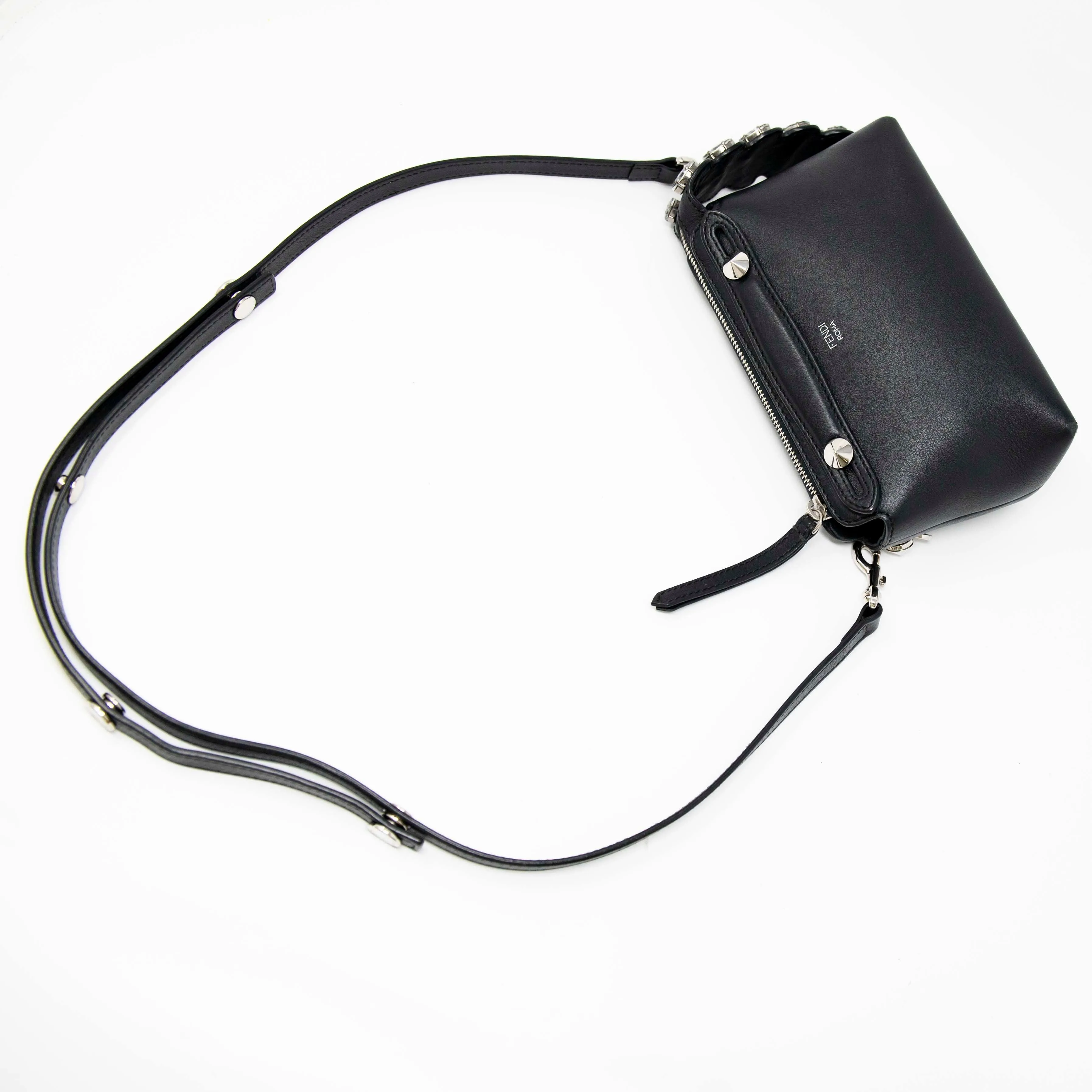 Fendi Black Mini By The Way Crystal-Croc-Tail Bag