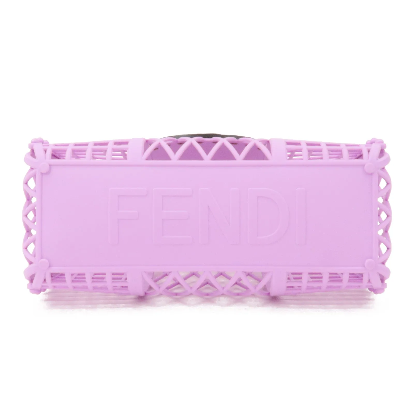 FENDI Plastic Leather Basket Hand Bag Small Purple 8BH388