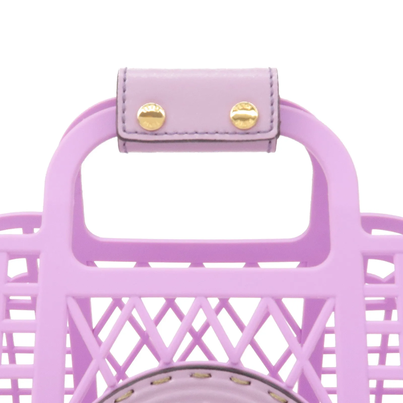 FENDI Plastic Leather Basket Hand Bag Small Purple 8BH388