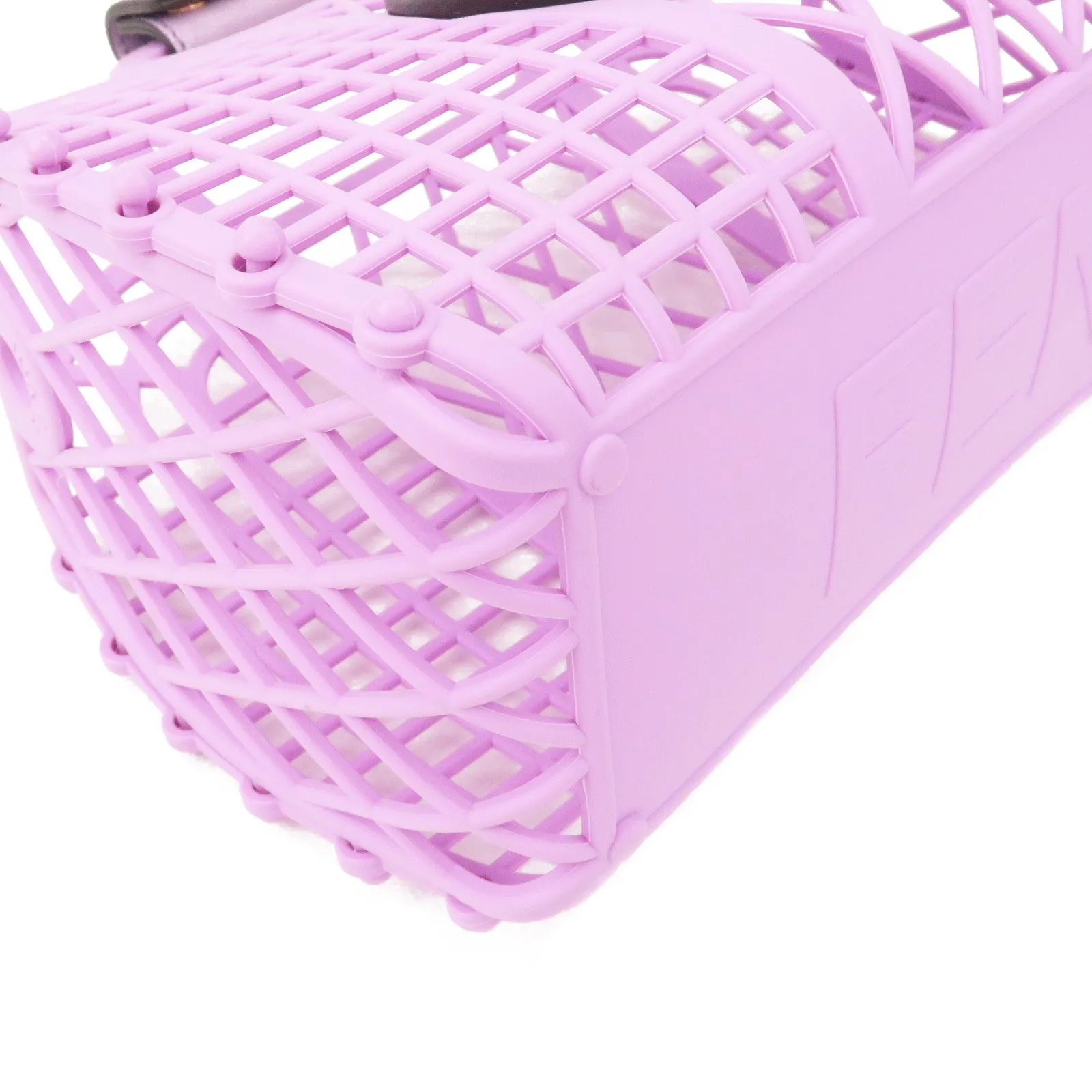 FENDI Plastic Leather Basket Hand Bag Small Purple 8BH388