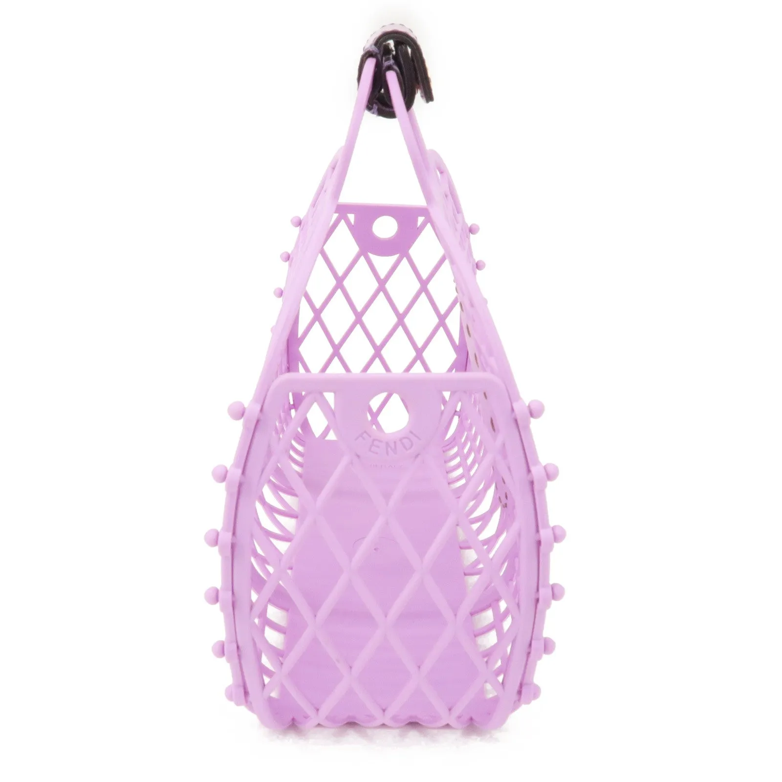 FENDI Plastic Leather Basket Hand Bag Small Purple 8BH388