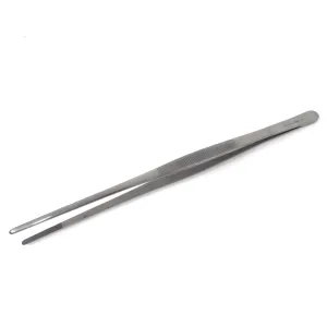 Food Tweezers Stainless Steel Straight Serrated Tips 16" Large Tongs for Commercial & Home Kitchen Use