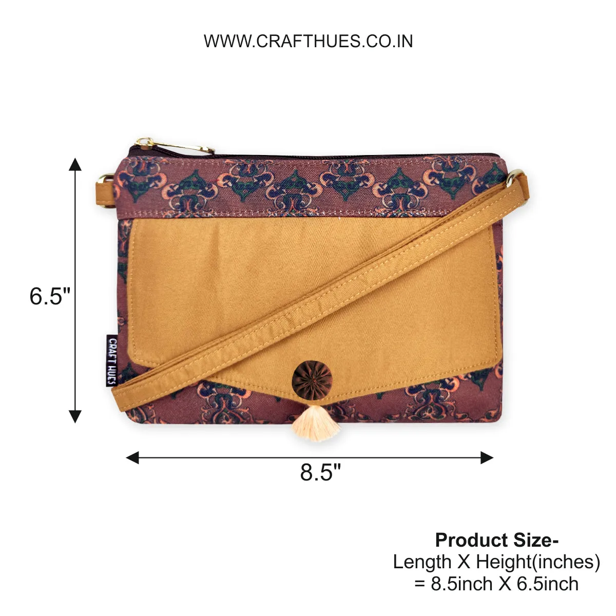Front Flap Sling Bag- Brown Knot