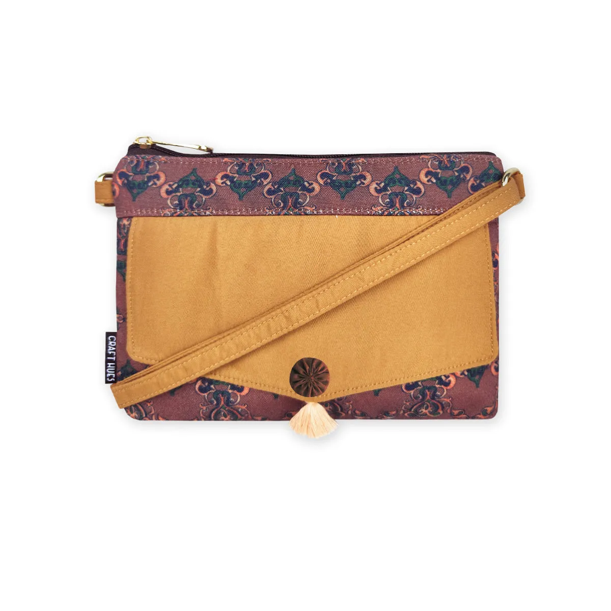 Front Flap Sling Bag- Brown Knot