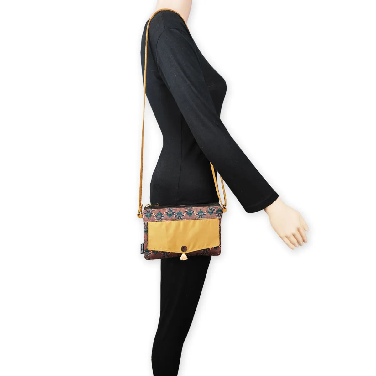 Front Flap Sling Bag- Brown Knot