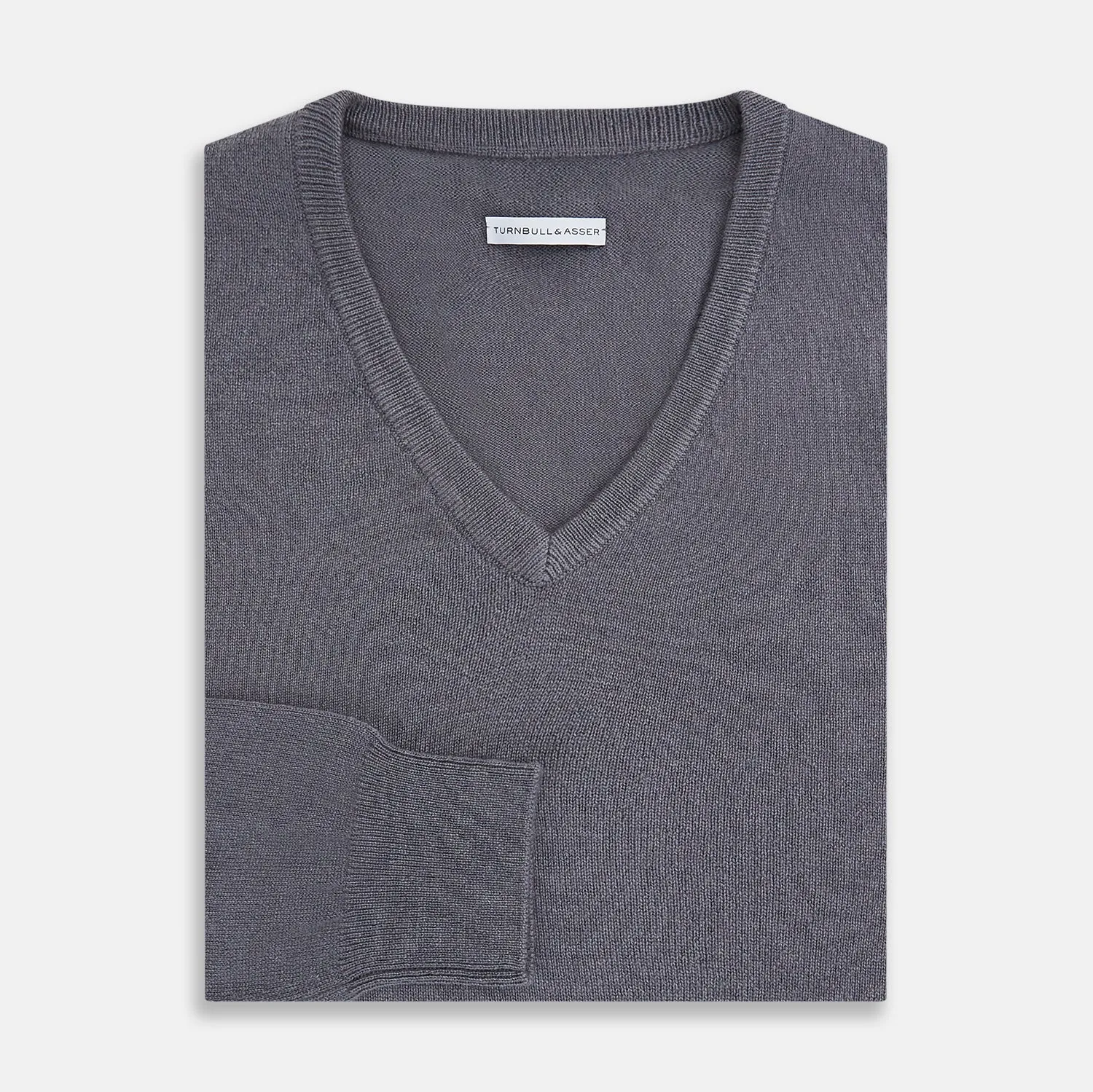 Grey V-Neck Cashmere Jumper