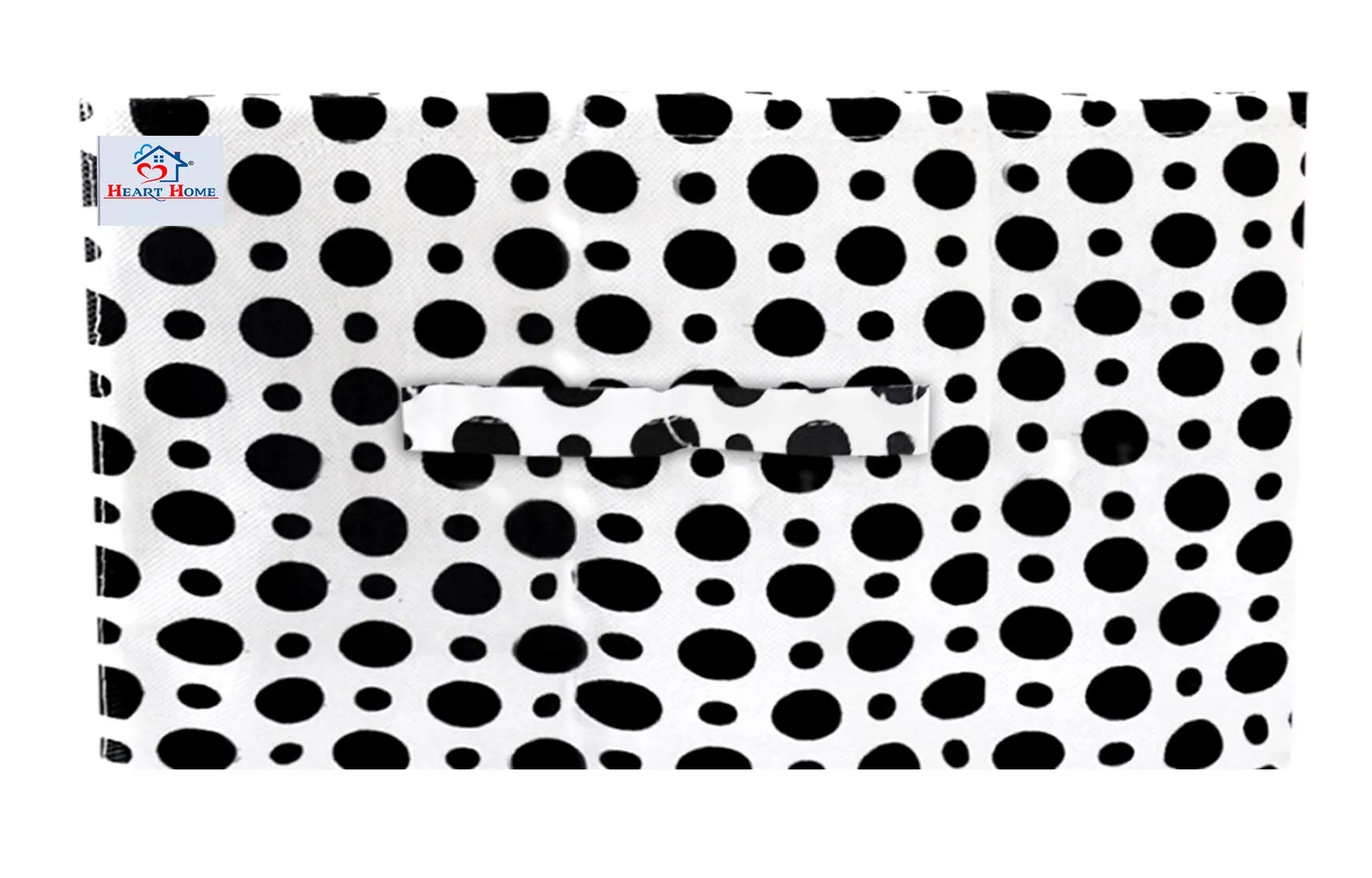 Heart Home Dot Print Non Woven Fabric 2-Replacement Drawer Storage And Cloth Organizer Unit for Closet (Black & White)-HHEART16016