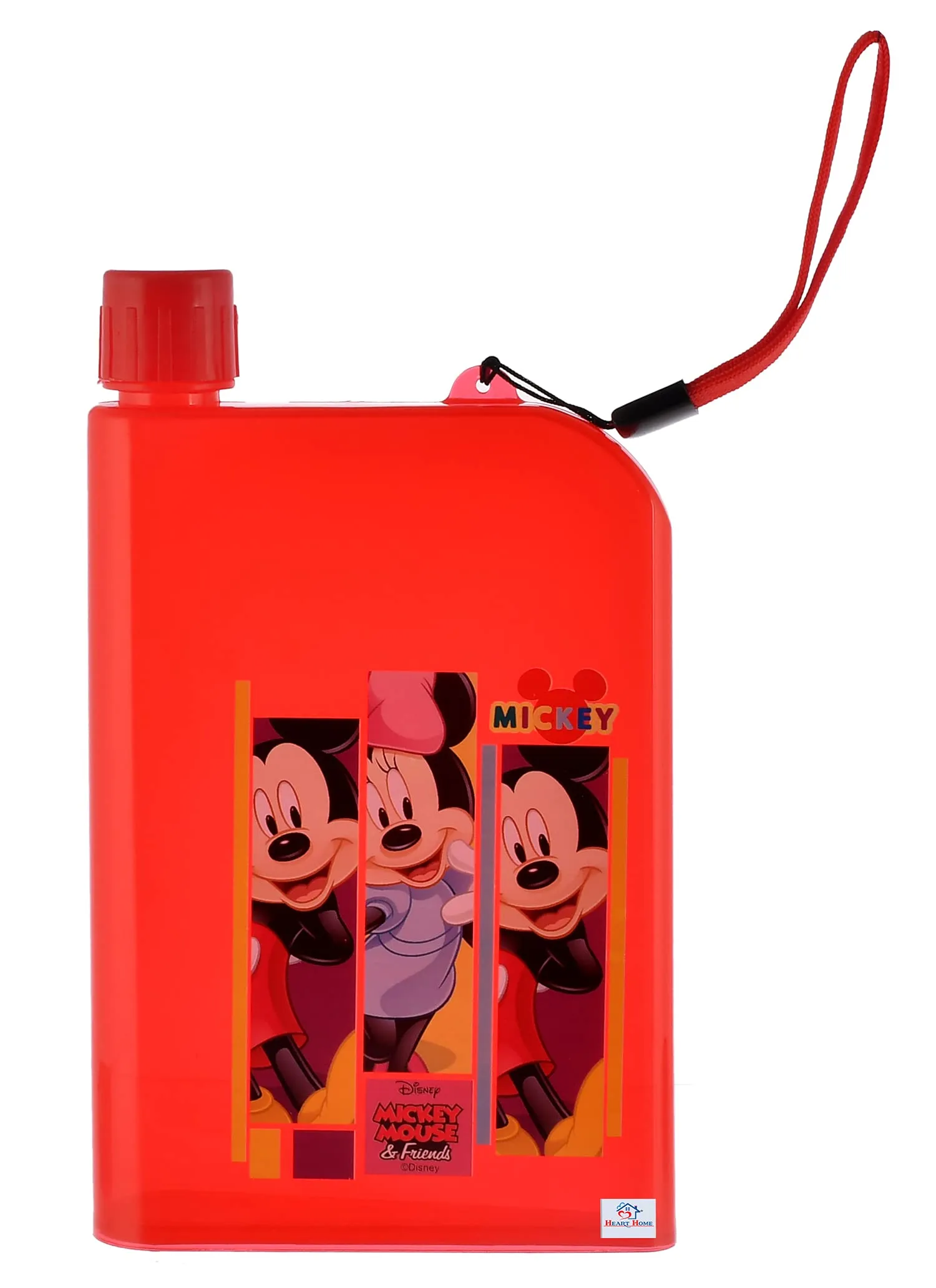 Heart Home Mickey Printed Plastic Notebook Water Bottle-700ml (Red)