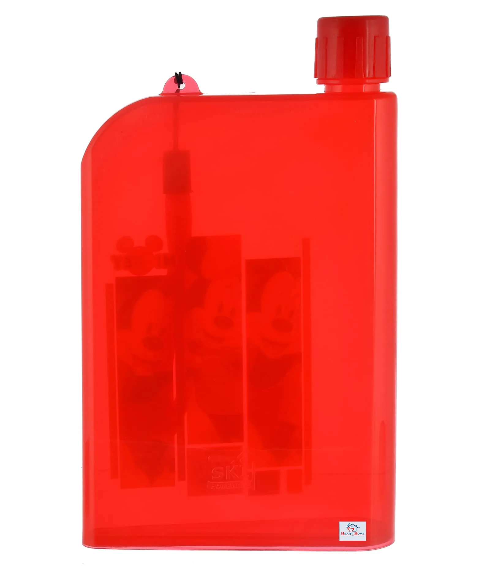 Heart Home Mickey Printed Plastic Notebook Water Bottle-700ml (Red)