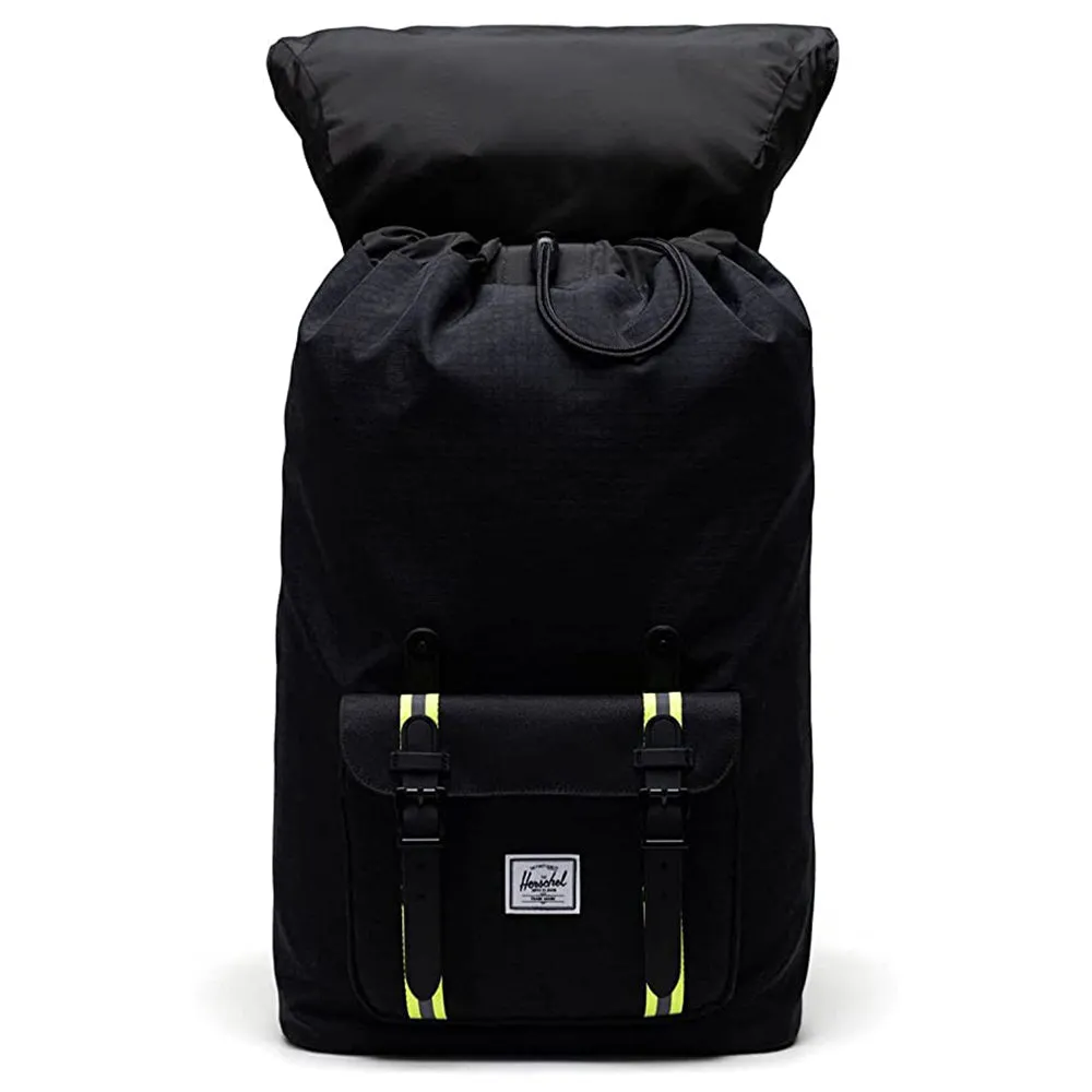 Herschel Unisex Black Enzyme Ripstop/Black/Safety Yellow One Size Little America Backpack - 10014-04886-OS
