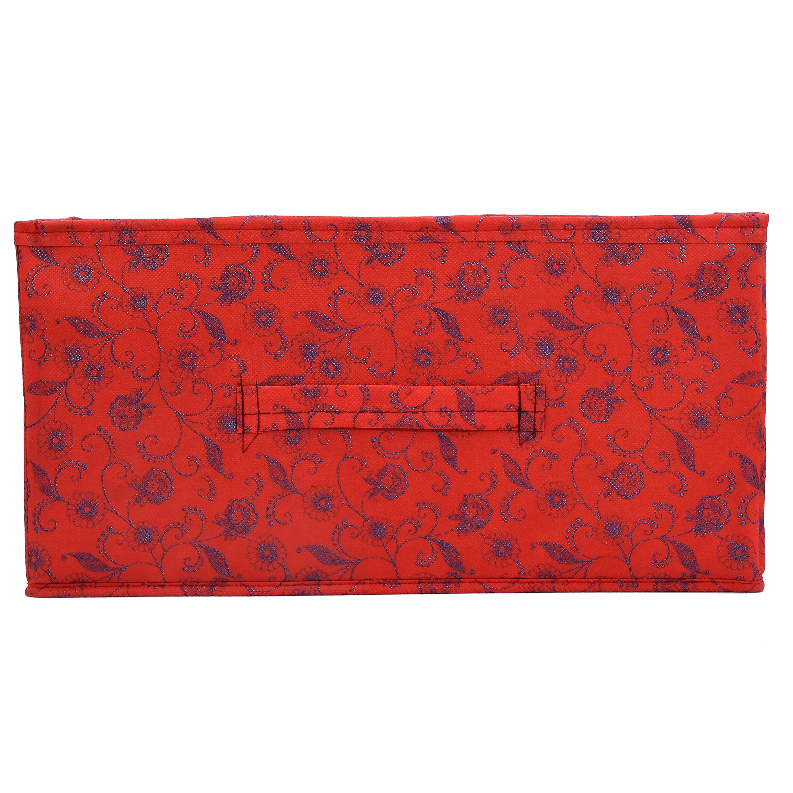 Kuber Industries Metalic Floral Print Non Woven Fabric 5-Replacement Drawer Storage and Cloth Organizer Unit for Closet (Red)-KUBMART3496