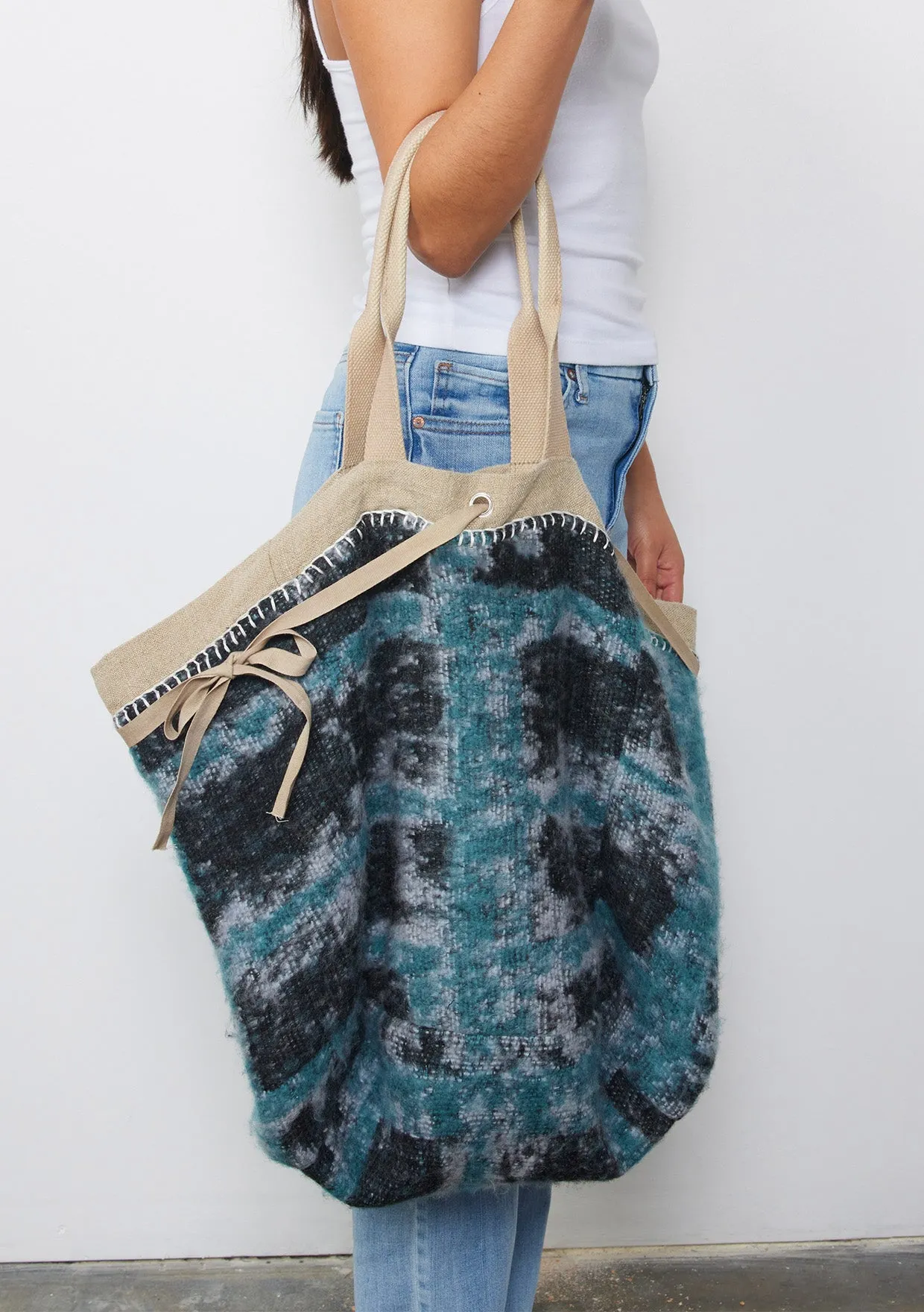 Large Fuzzy Reversible Shopper Tote Bag