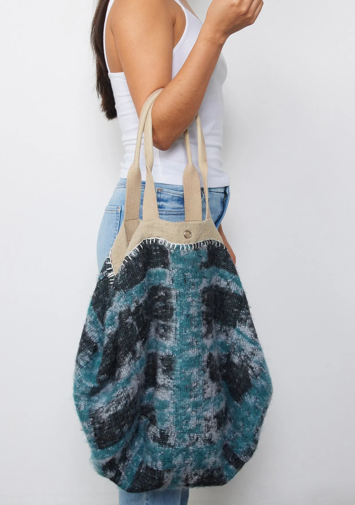 Large Fuzzy Reversible Shopper Tote Bag