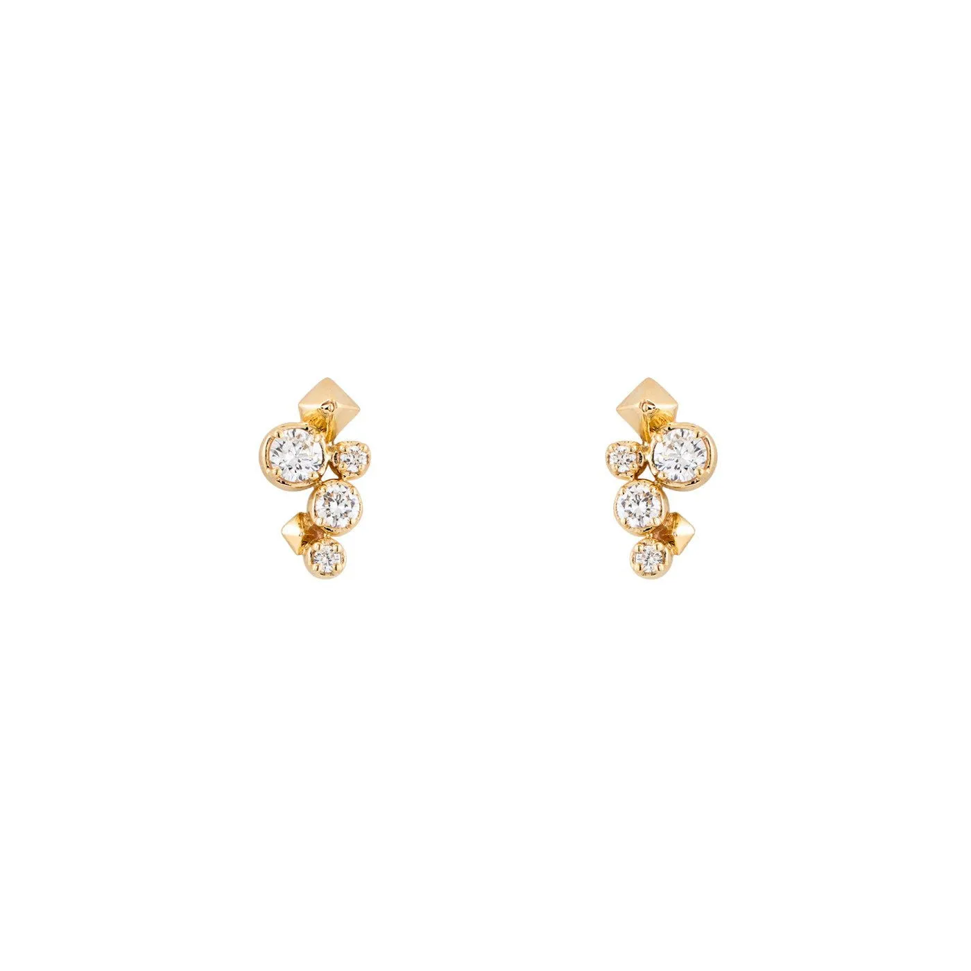 Large Pyramid and Diamond Stud Earring