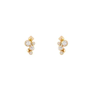 Large Pyramid and Diamond Stud Earring