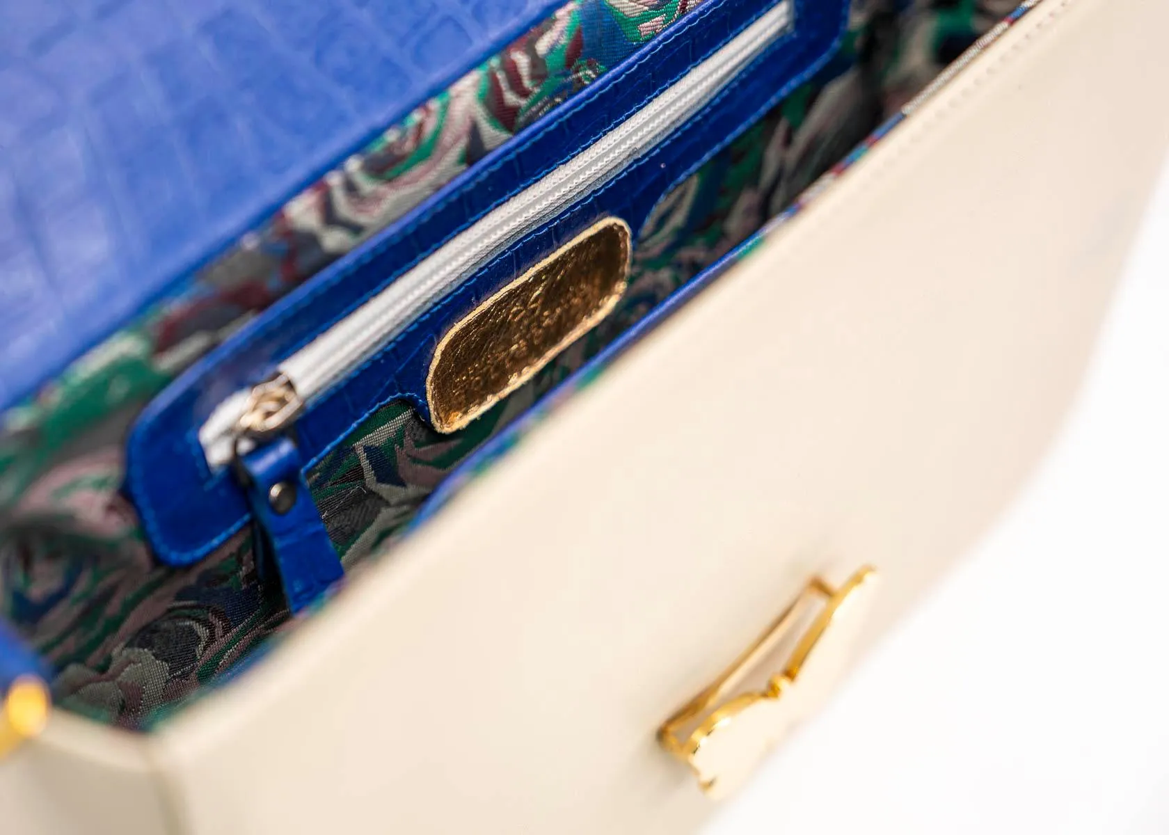 Leather Bag Multicolor Cream & Navy