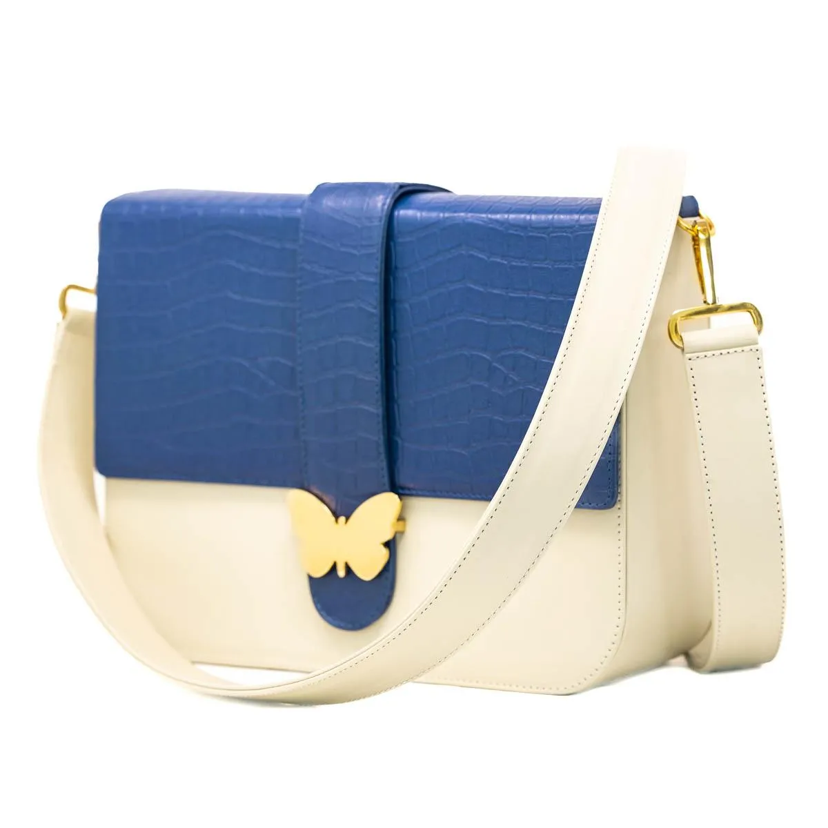 Leather Bag Multicolor Cream & Navy