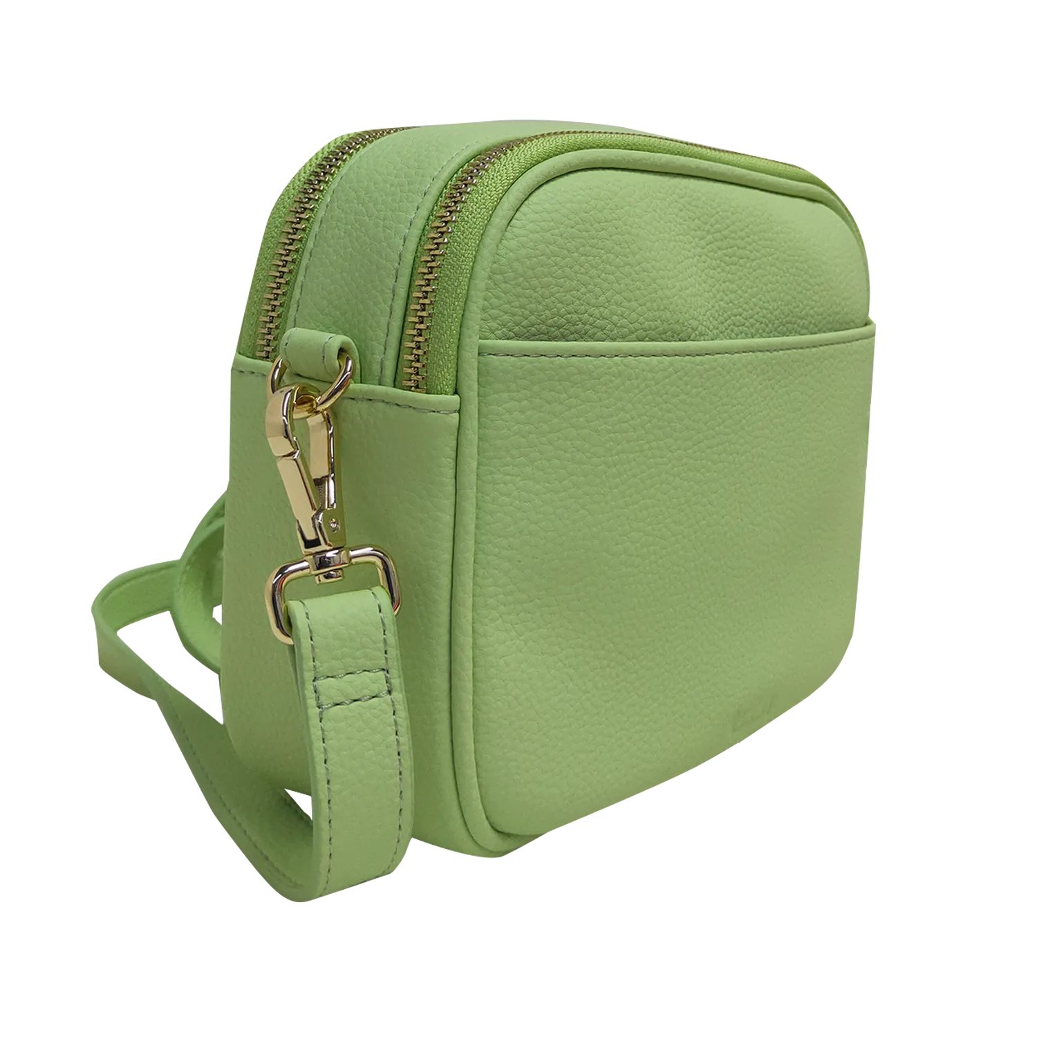 Leather Crossbody Bag, Camera Bag - Leather Double Zipper Crossbody Bag