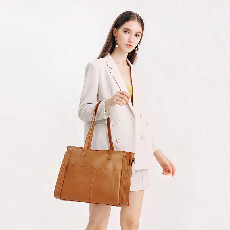 Leather Crossbody Zipper Tote Bag